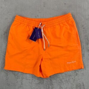 Polo Ralph Lauren Purple Label Amalfi Swim Trunks Men Medium Orange Pop NWT $295